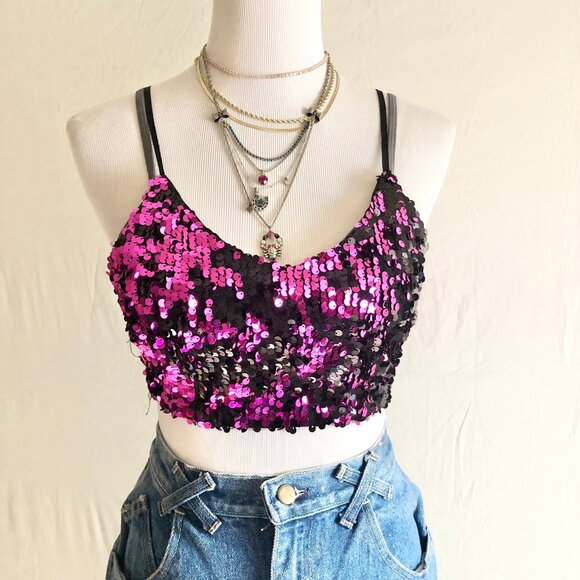 Pink Sequin Crop Top - Picture 6 of 7